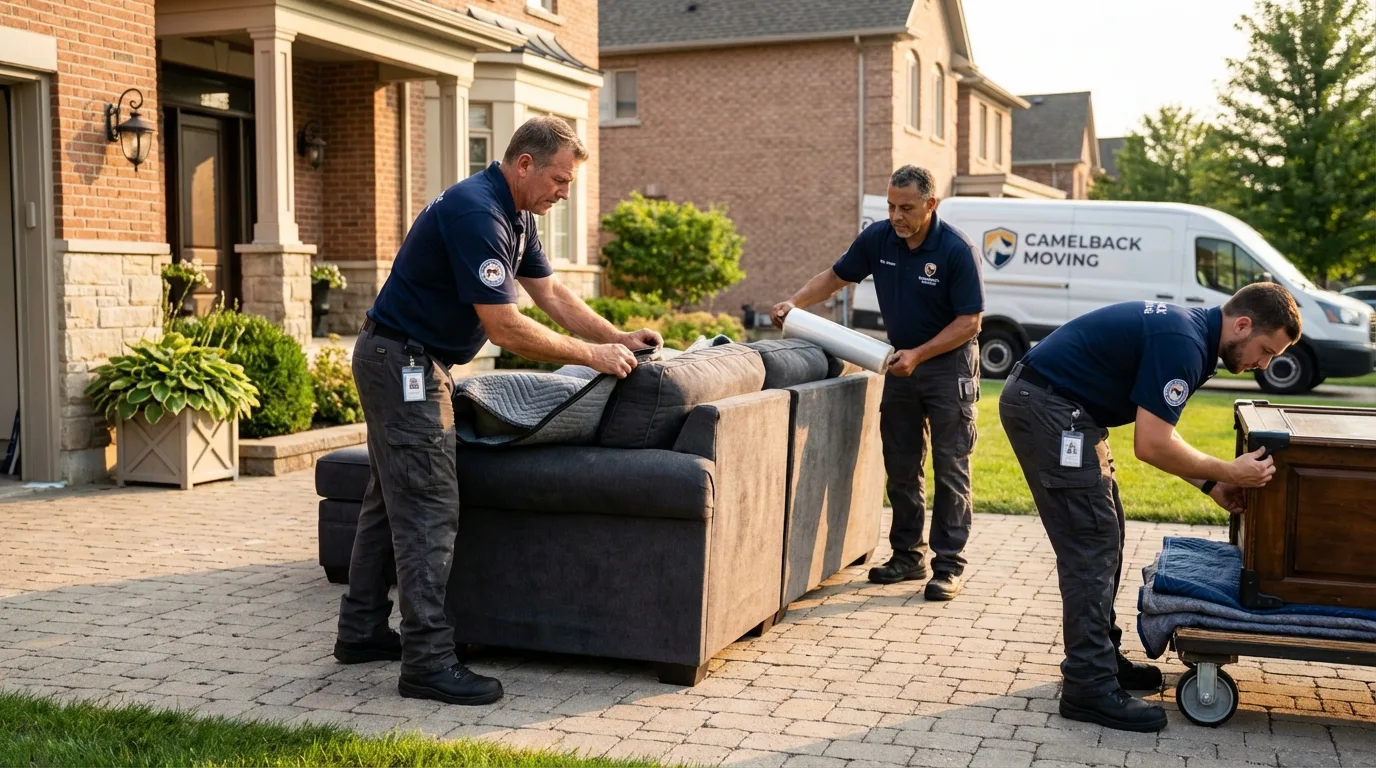 Large estate moving crew wrapping furniture in Spirit Lake, IA
