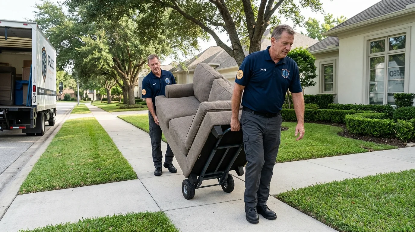 Local residential moving crew loading furniture in Spirit Lake, IA