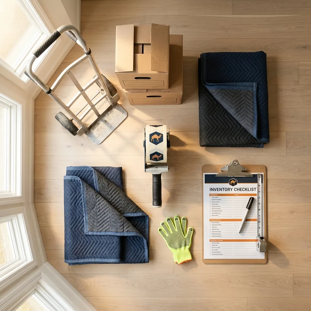Professional moving supplies and packing materials layout for Spirit Lake residential relocations